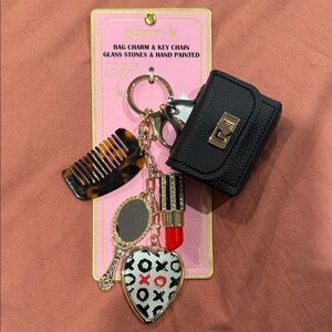 Piper-K | Bag Charm & Keychain | Purse, Lipstick, Mirror. Heart